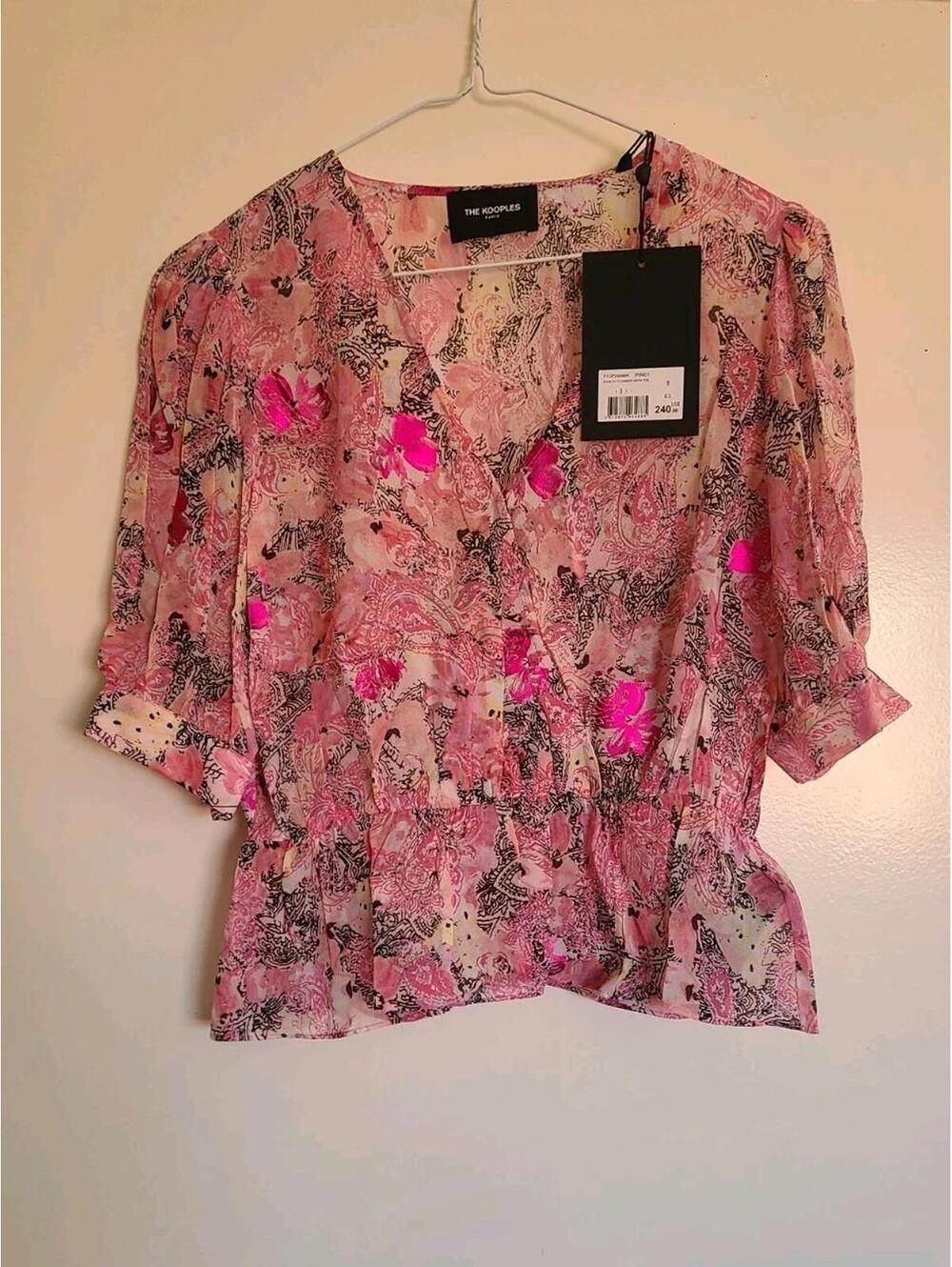 🆕 The Kooples viscose paisley foil flowers sheer blouse size 1 (small) NWT $240